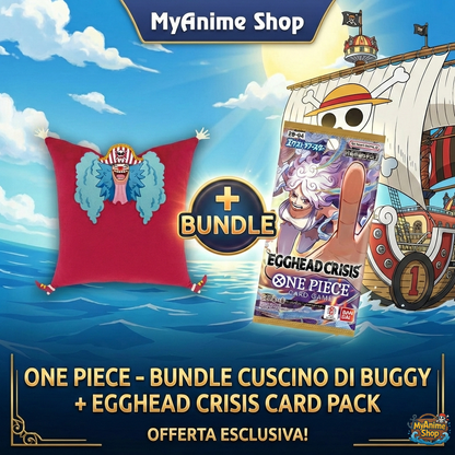 ONE PIECE - Bundle cuscino di Buggy il Clown 46cm + bustina EB-04 JAP