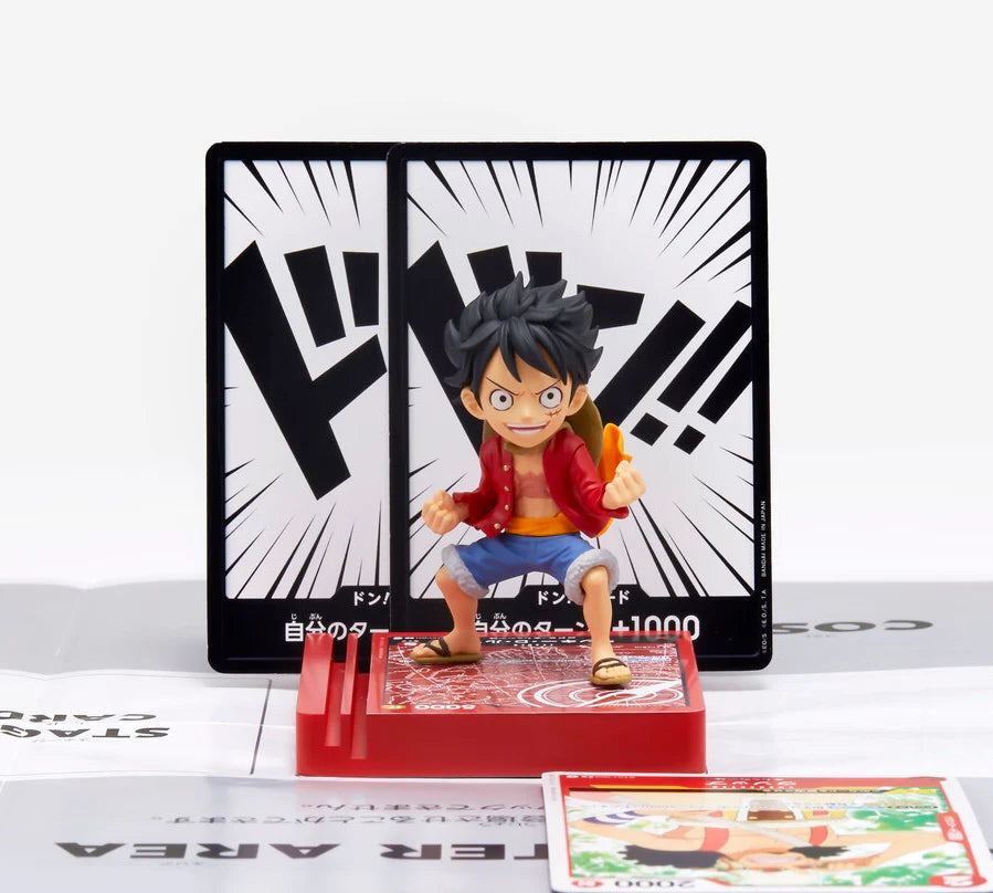 ONE PIECE - LECAFIG WCF - Luffy Figure + Leader Promo card ST-01 001+ Display base